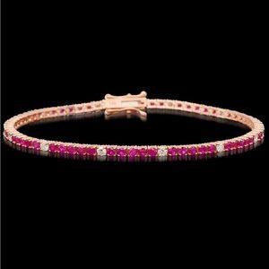14K Rose Gold Ruby and Diamond Bracelet